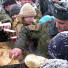 Soldiers were treating the guests with pancakes.&nbsp;[Press for large view]
