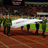 The bringing in of the flag at the opening of the 2nd world championship of firefighters and rescue teams.&nbsp;[Press for large view]